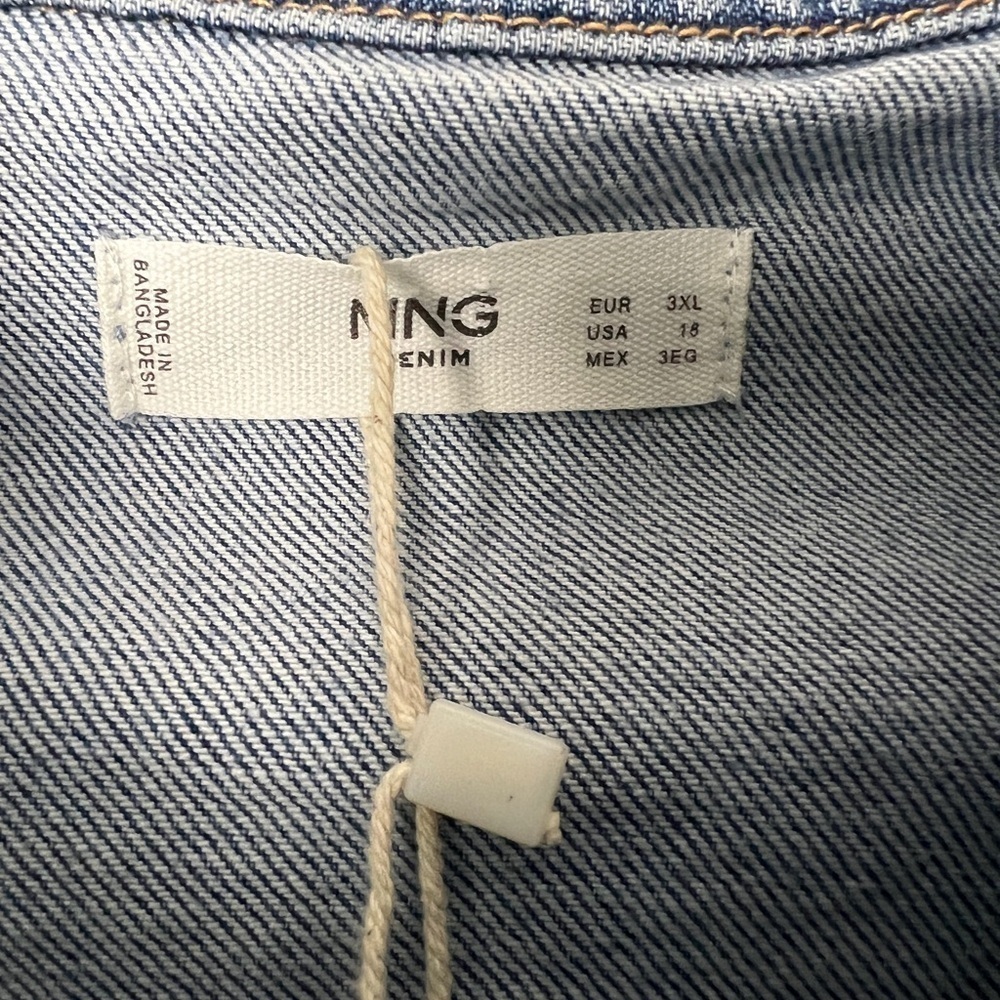 NEW MNG Mango Short Sleeve Cotton 5-Pocket Collared Mini Denim Shirt Dress Sz 18 - Picture 12 of 14